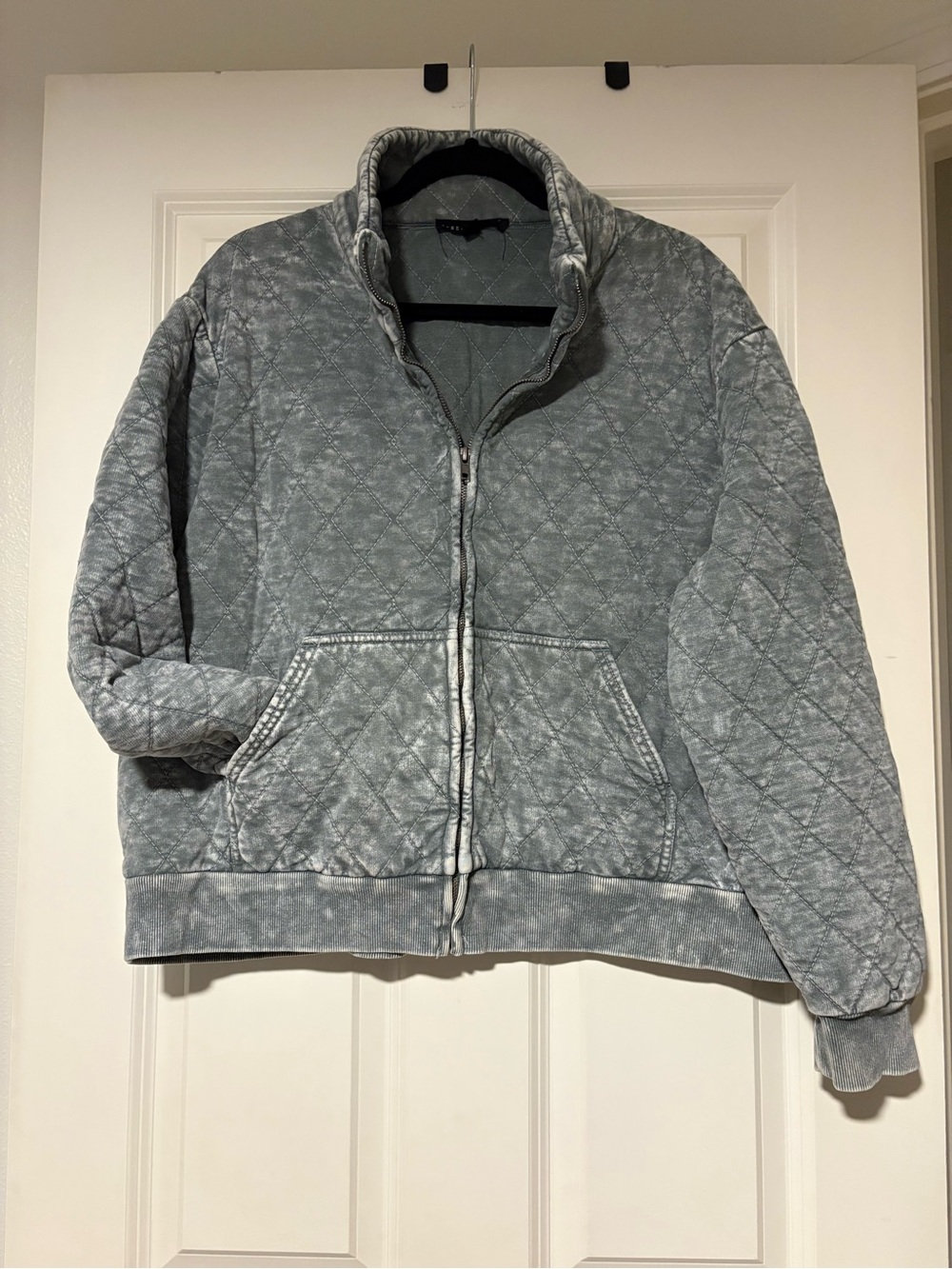 Jane and Delancey Quilted Washed Green Full-Zip Jacket Size XL